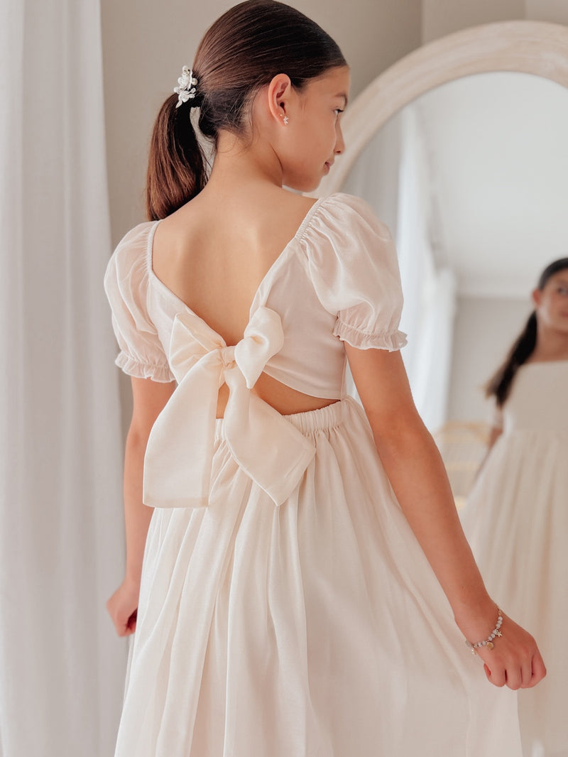Esther Girls Champagne Dress - A Little Lacey