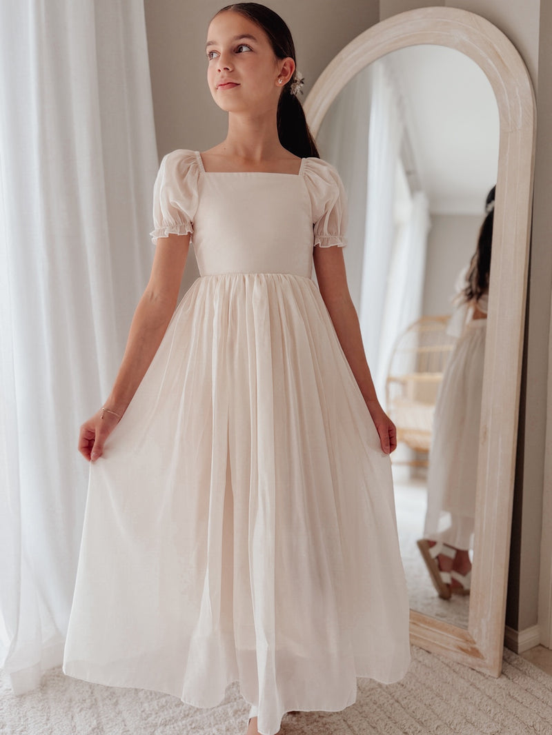 Esther Girls Champagne Dress - A Little Lacey