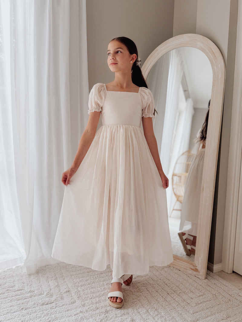 Esther Girls Champagne Dress - A Little Lacey