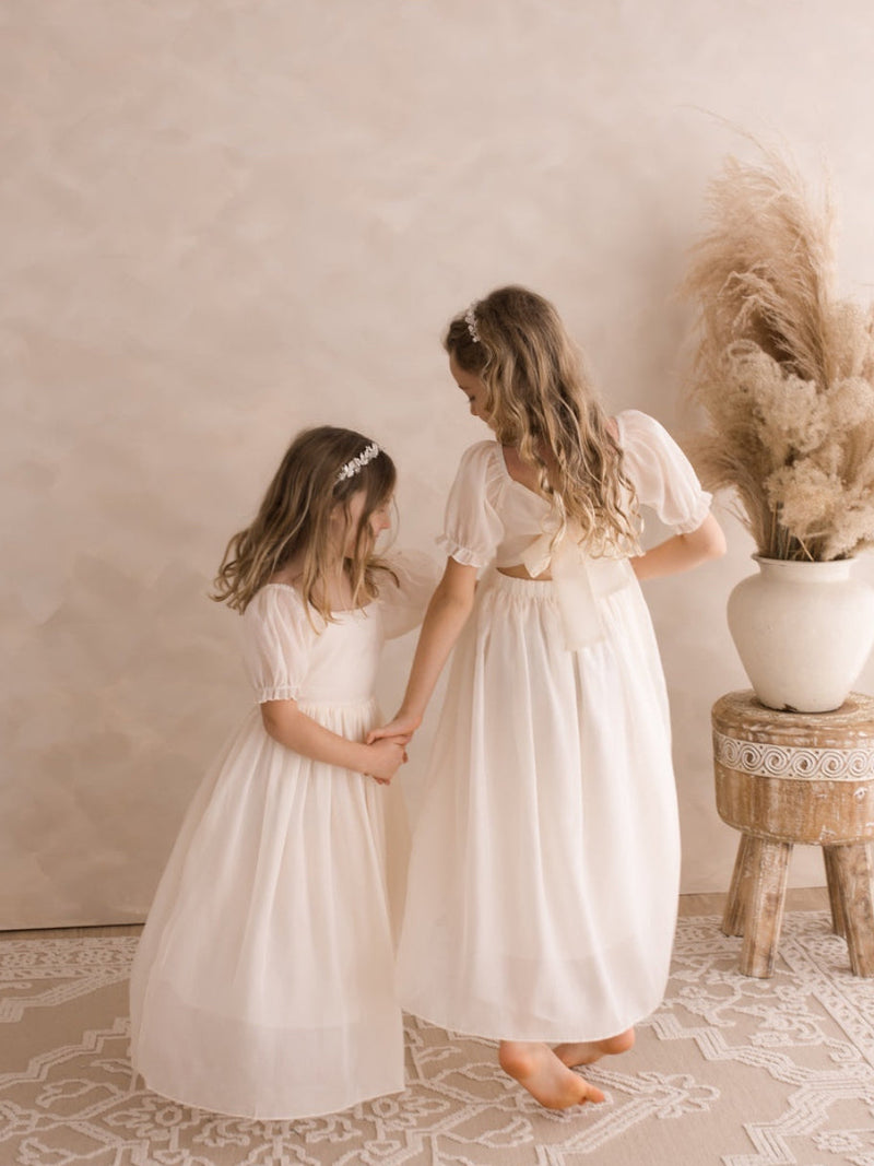 Esther Girls Champagne Dress - A Little Lacey