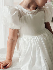 Evangeline Girls White Christening Dress - A Little Lacey