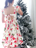 Faith Girls Christmas Rose Dresses styled for matching sibling Christmas outfits