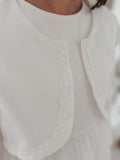 girls white Communion jacket with delicate trim