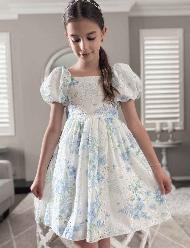 Fern Puff Sleeve Girls Dress - A Little Lacey