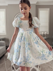 Fern Puff Sleeve Girls Dress - A Little Lacey