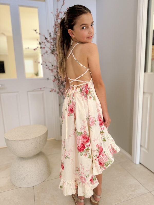 Florence Hi Low Dress - Rose - Girls Floral Dresses