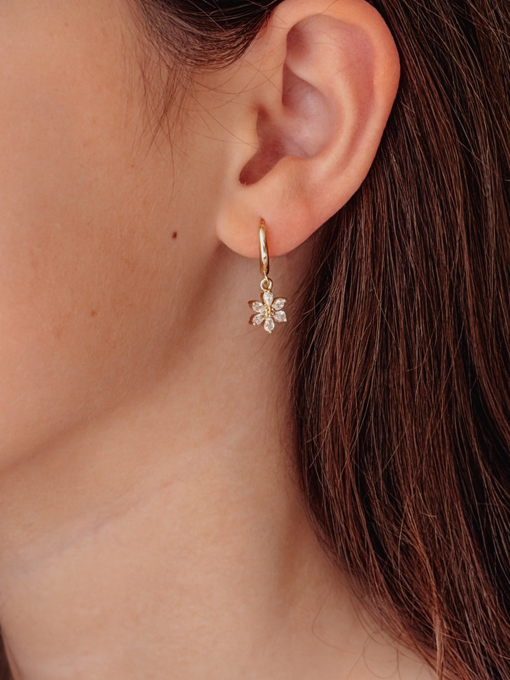Flower Girls Gold Hoop Earrings - All AccessoriesFlower Girls Gold Hoop Earrings – gold-plated hoops with delicate flower charms by A Little Lacey