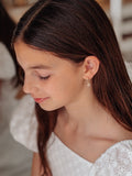 Close-up of Flower Girls Gold Hoop Earrings showing detailed flower charm
