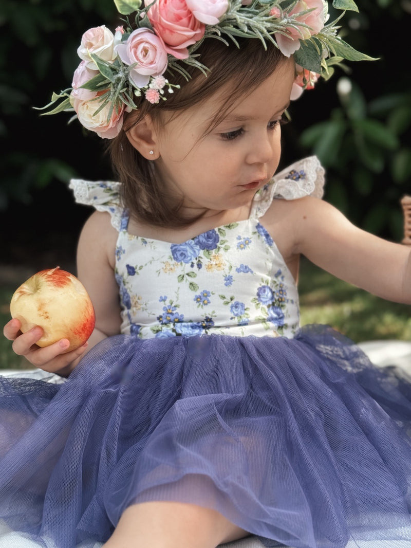 Frankie Baby Tutu Romper - Navy Floral - A Little Lacey