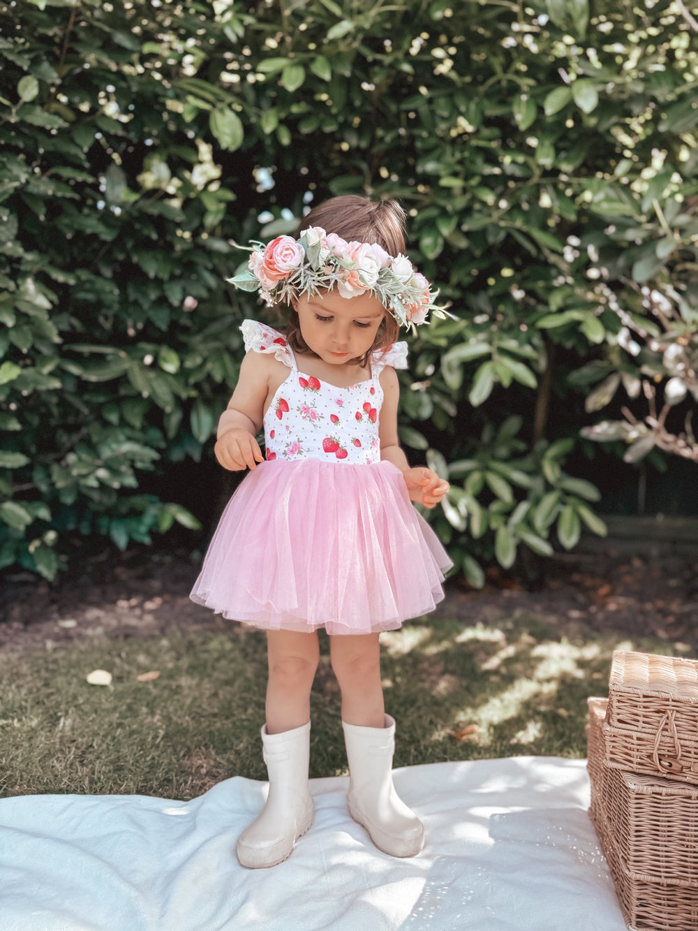 Frankie Baby Tutu Romper - Strawberry - Baby Rompers