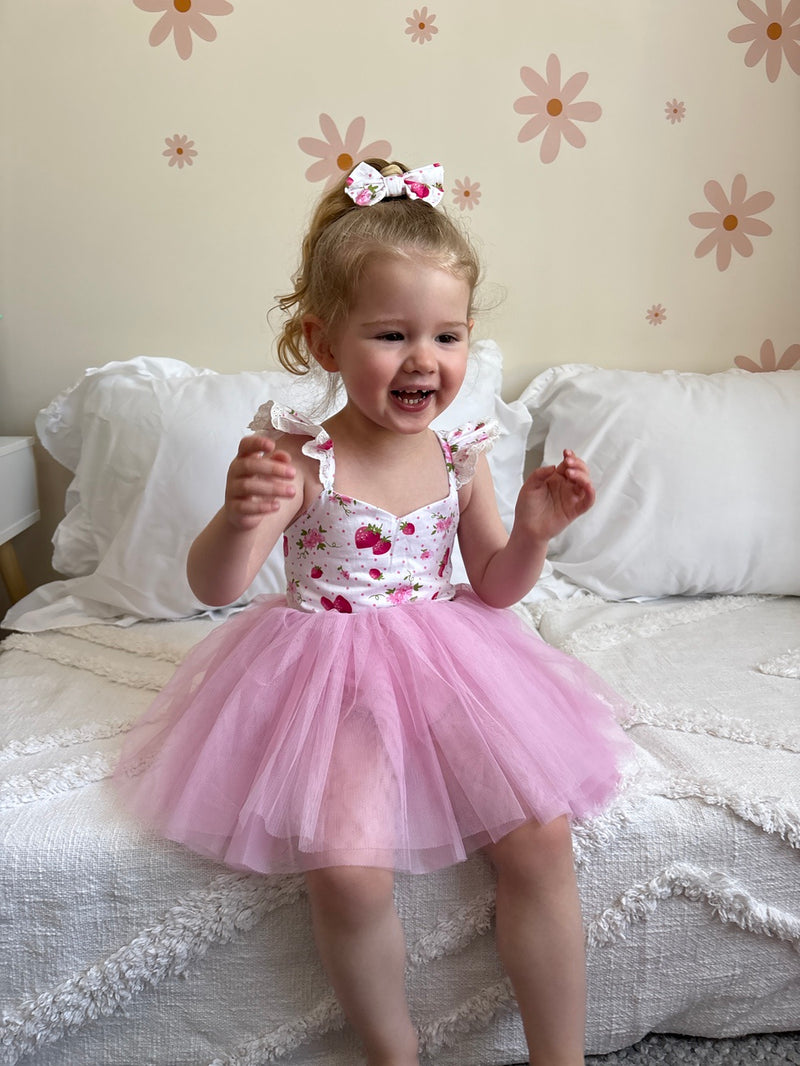 Frankie Baby Tutu Romper - Strawberry - A Little Lacey