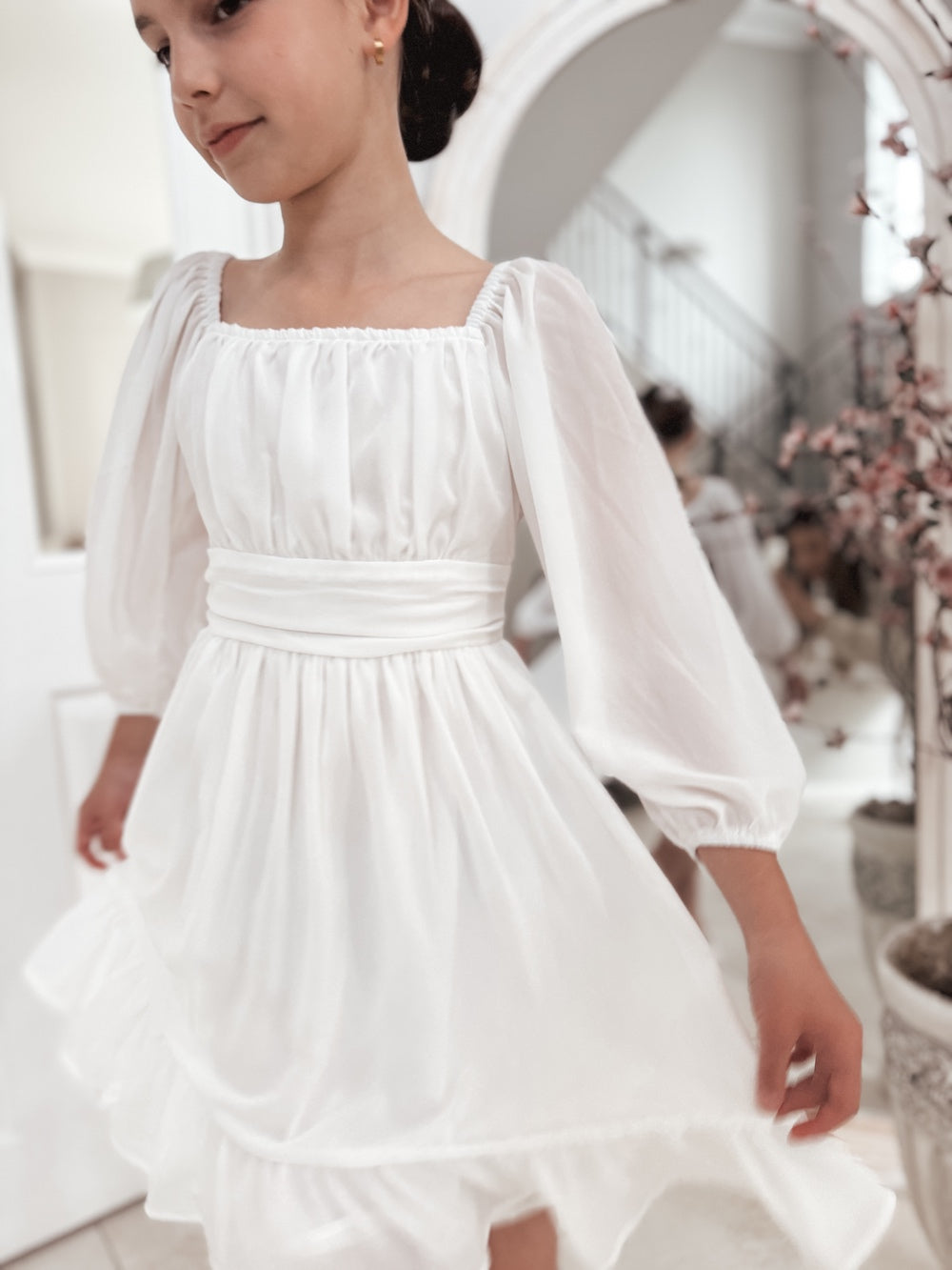 Freya Girls White Flower Girl Dress