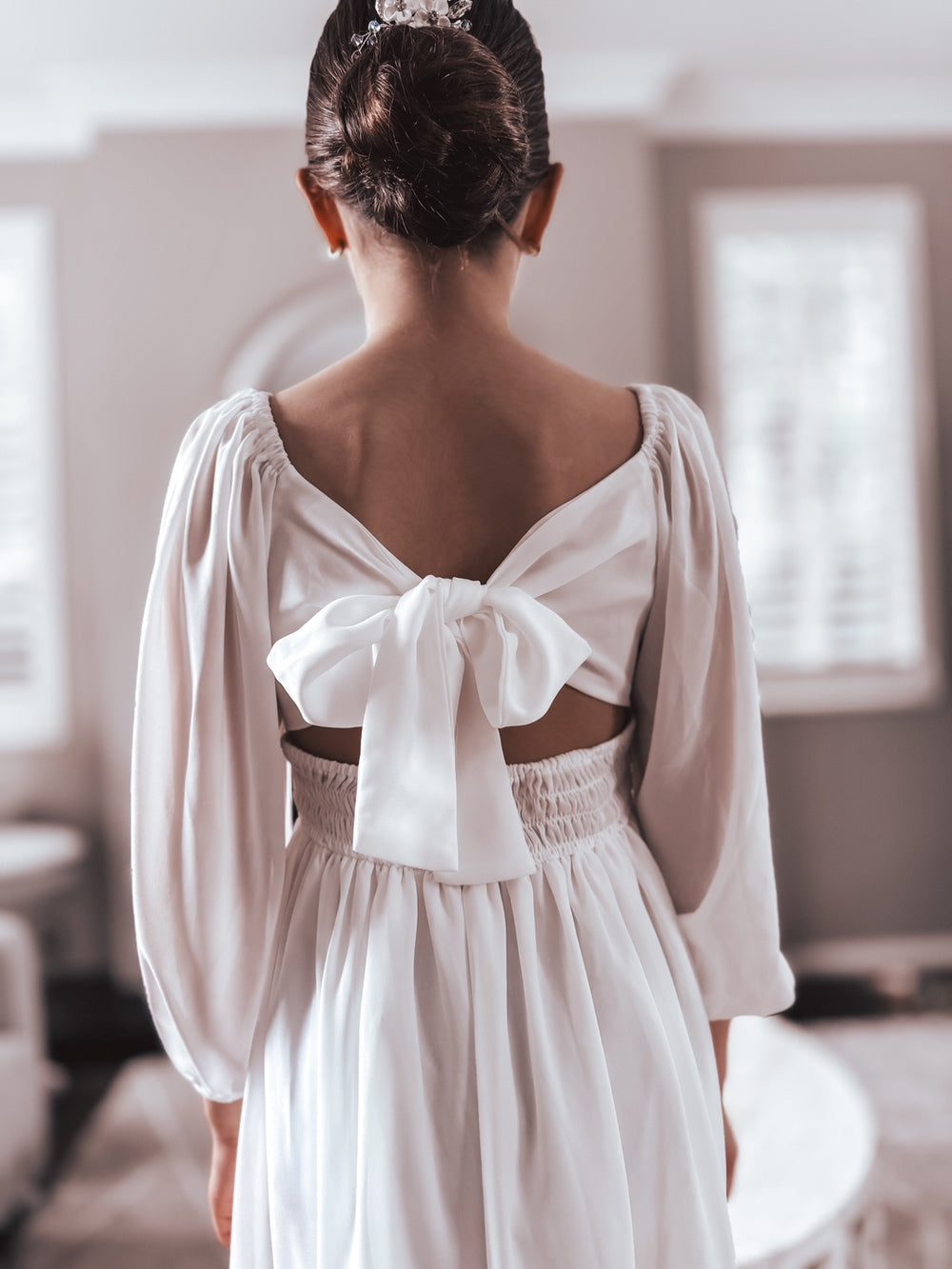 Freya Girls White Flower Girl Dress