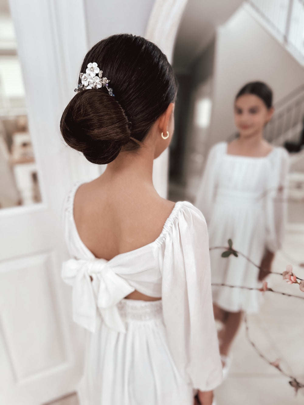 Freya Girls White Flower Girl Dress