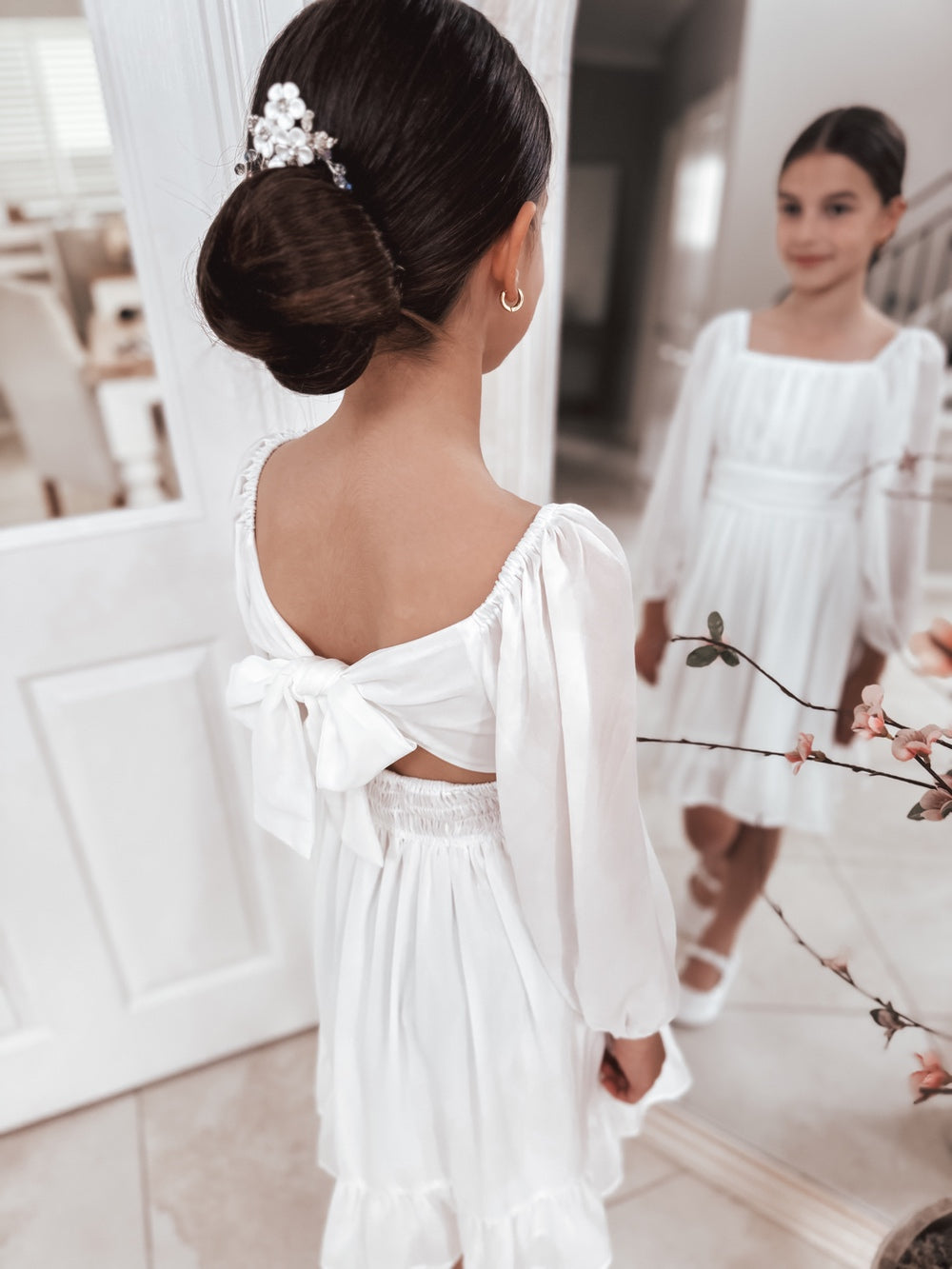 Freya Girls White Flower Girl Dress
