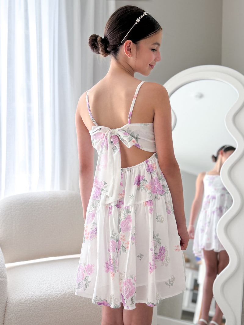 Felicity Girls Purple Floral Dress - A Little Lacey