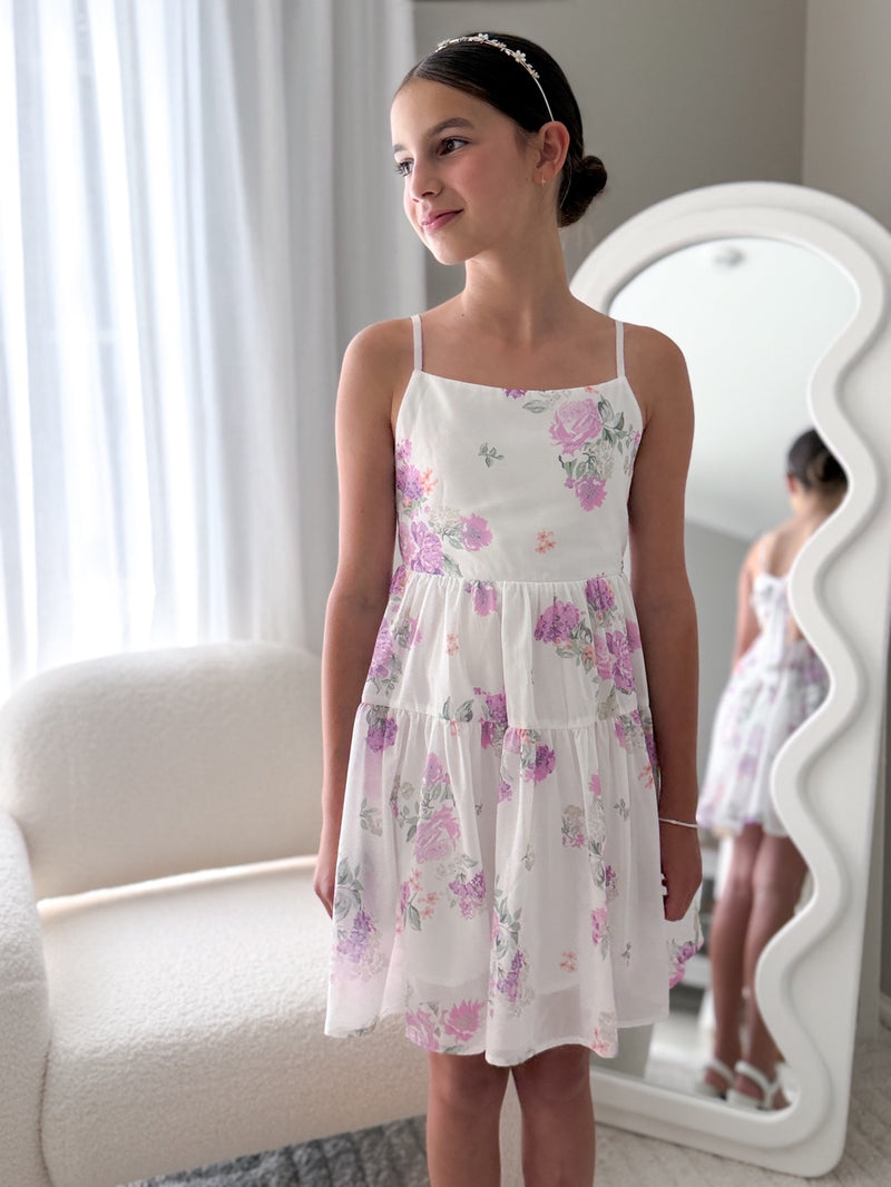 Felicity Girls Purple Floral Dress - A Little Lacey