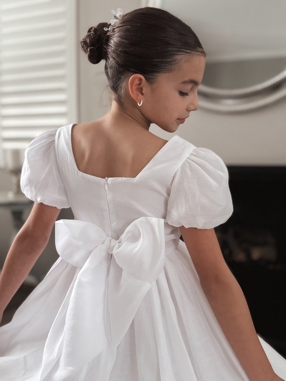 Square back of Gardenia white girls dress