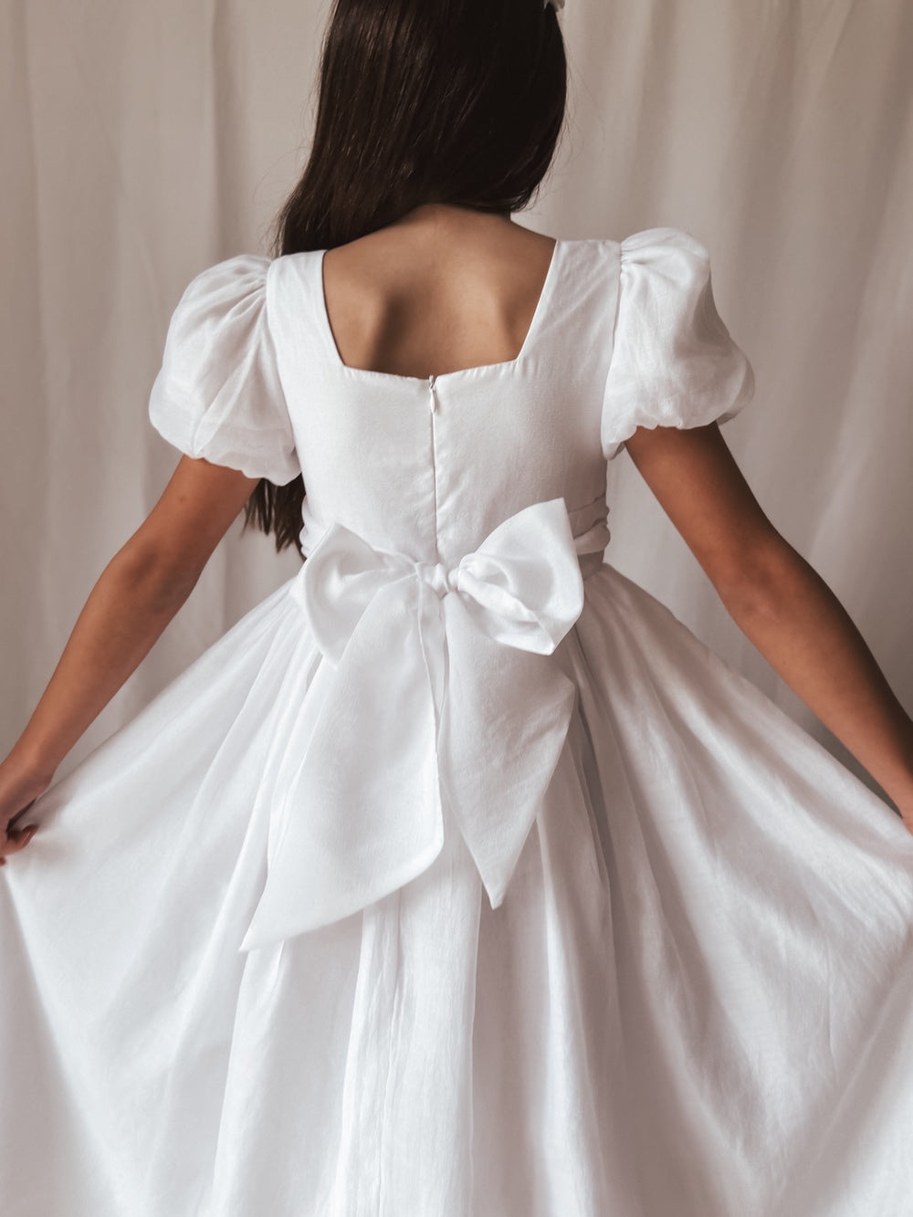 A Little Lacey Gardenia white dress with square back