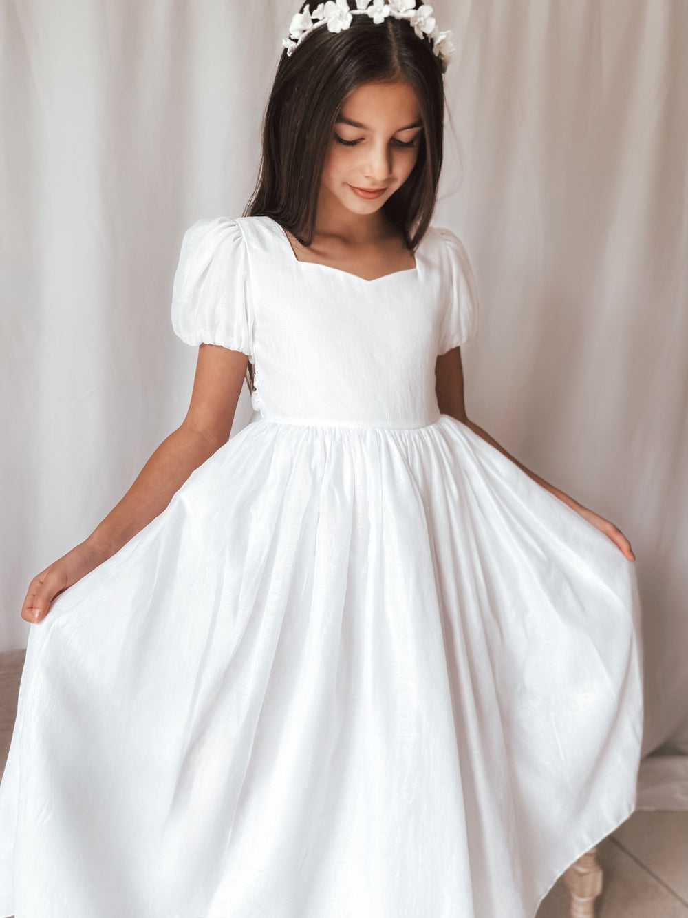 Gardenia white First Communion dress with cotton lining