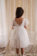 Gemma Puff Sleeve White Flower Girl Dress - A Little Lacey · Photo 4 of 8