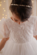 Gemma Puff Sleeve White Flower Girl Dress - A Little Lacey · Photo 3 of 8