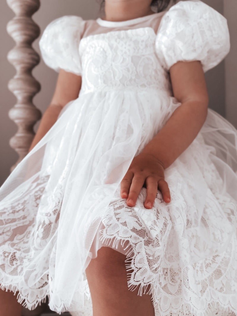 Genevieve Girls White Lace Dress - A Little Lacey