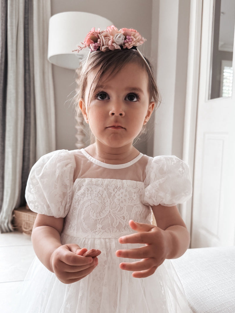 Genevieve Girls White Lace Dress - A Little Lacey