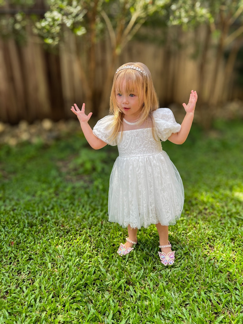 Genevieve Girls White Lace Dress - A Little Lacey
