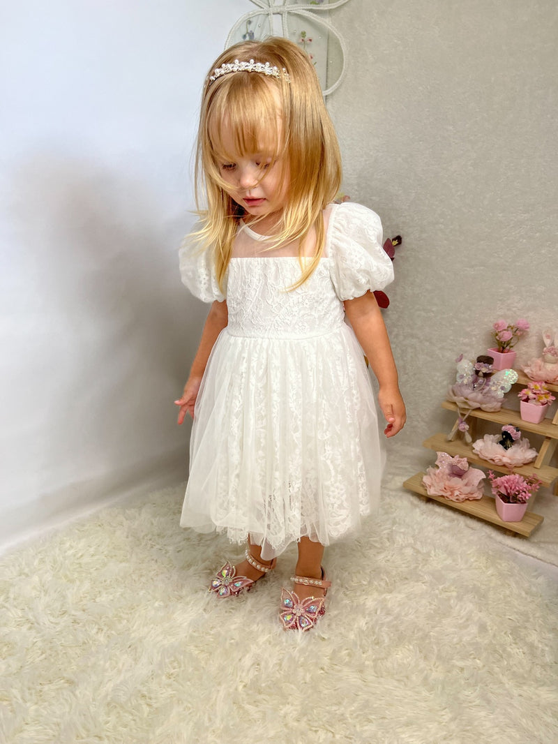 Genevieve Girls White Lace Dress - A Little Lacey