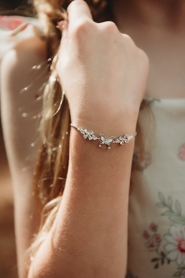Girls Silver Butterfly Bracelet