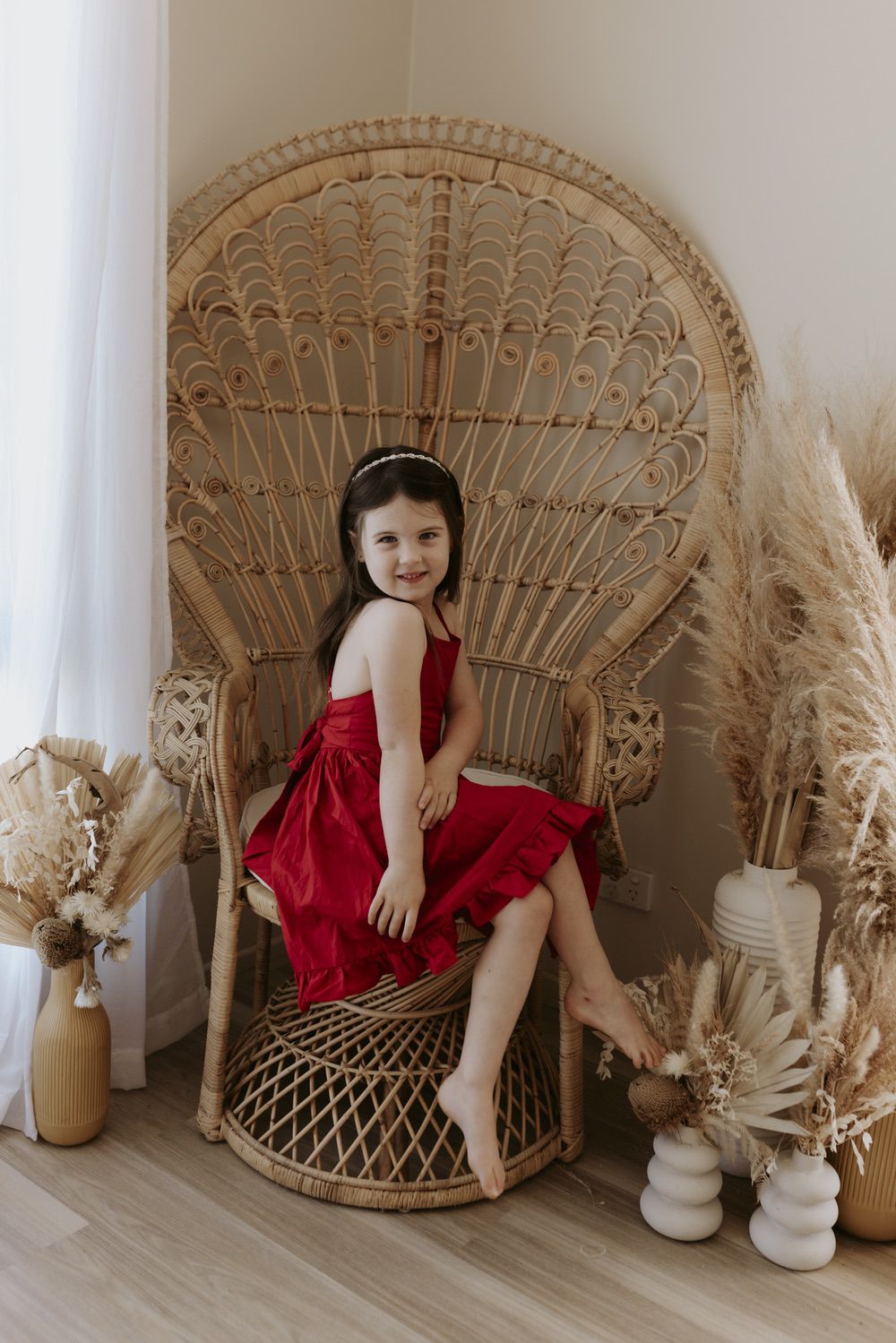 Holly Girls Christmas Dress styled with diamante headband for festive photos