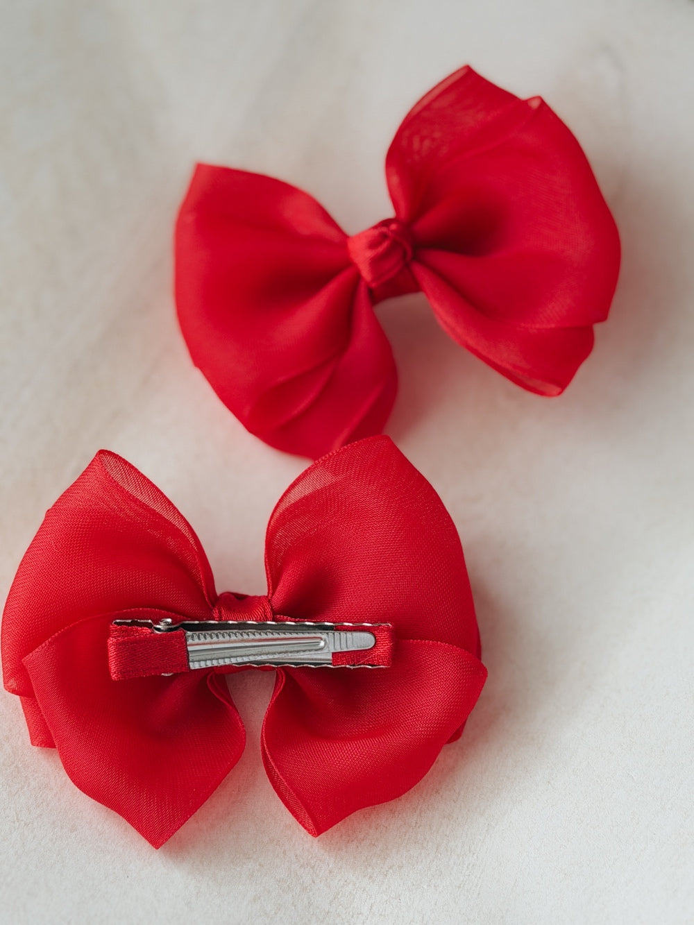 Girls red tulle pigtail bow set for holiday outfits