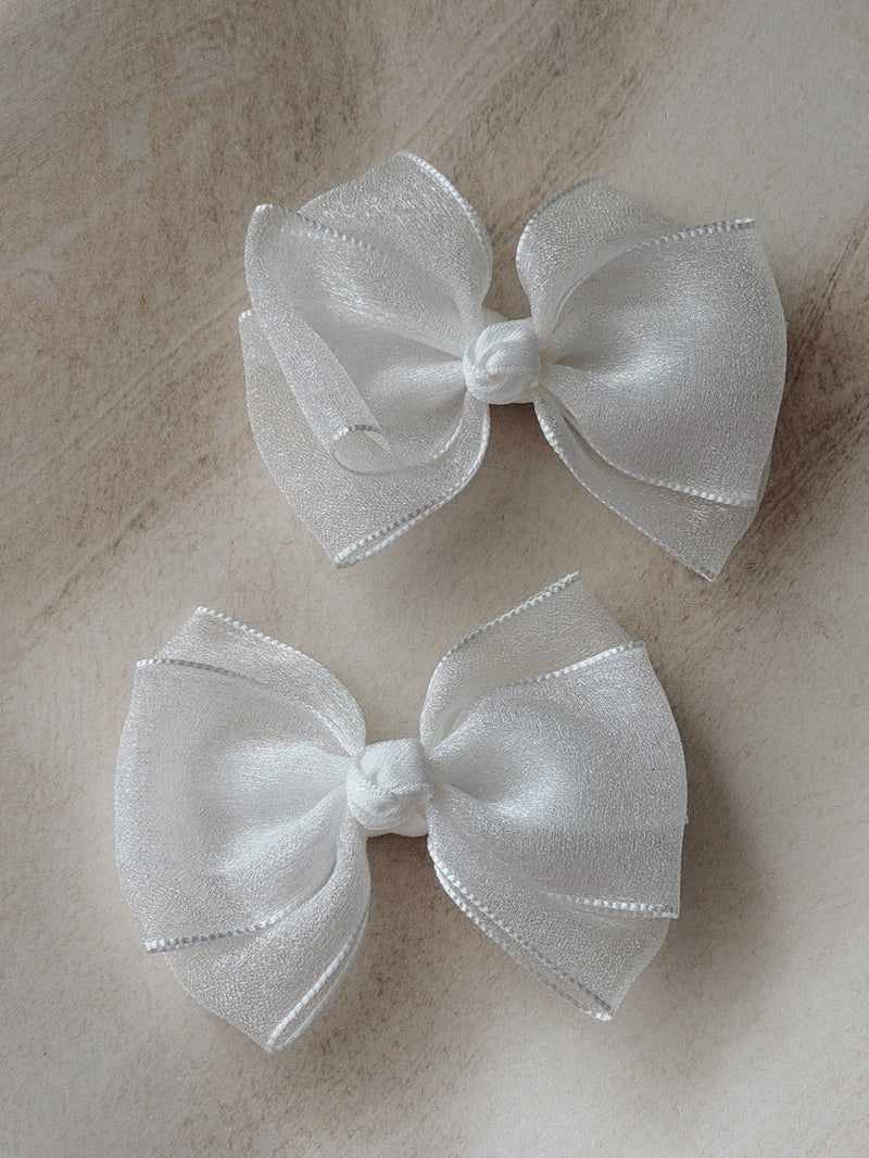 White Girls Pigtail Bows - A Little Lacey