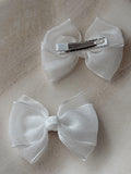 Girls white hair bows with alligator clips