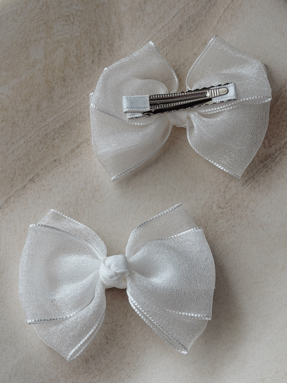 Girls white hair bows with alligator clips