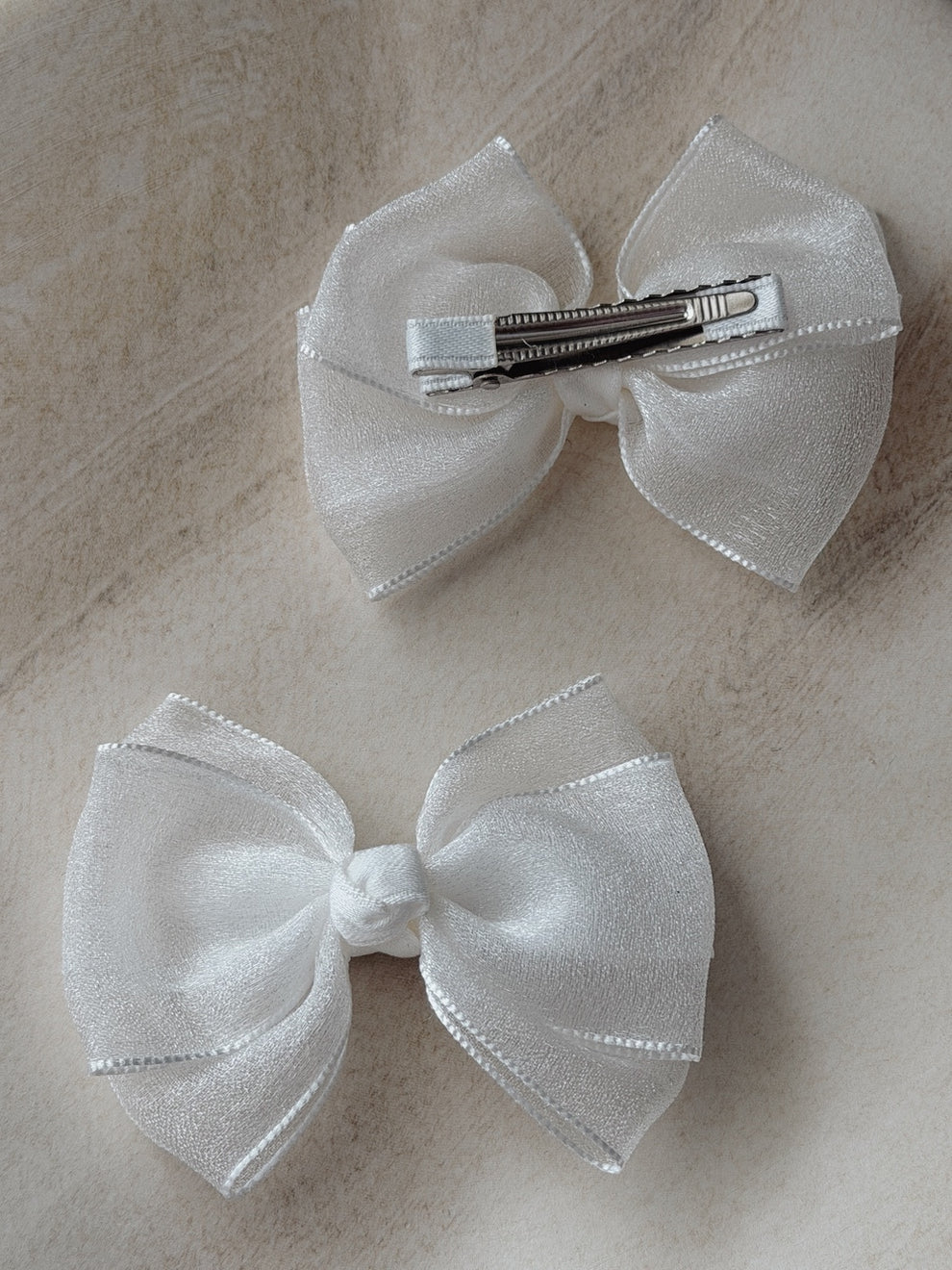 Girls white hair bows with alligator clips