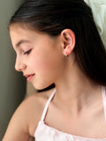 Girls Gold Cross Earrings – 24K gold-plated sterling silver hoops with diamante cross charms by A Little Lacey