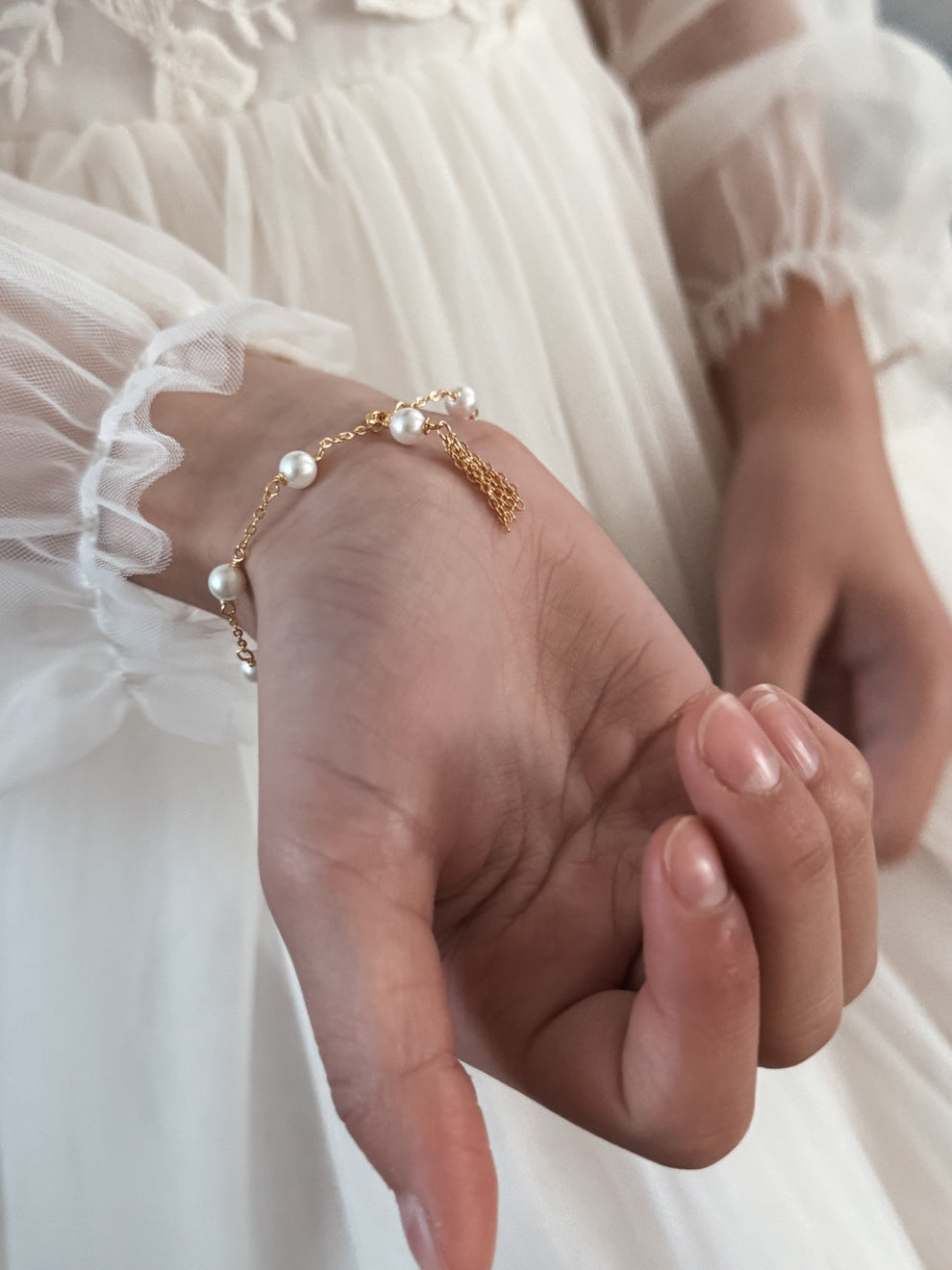 Gold Cross & Pearls Girls Bracelet - A Little Lacey · Photo 4 of 4