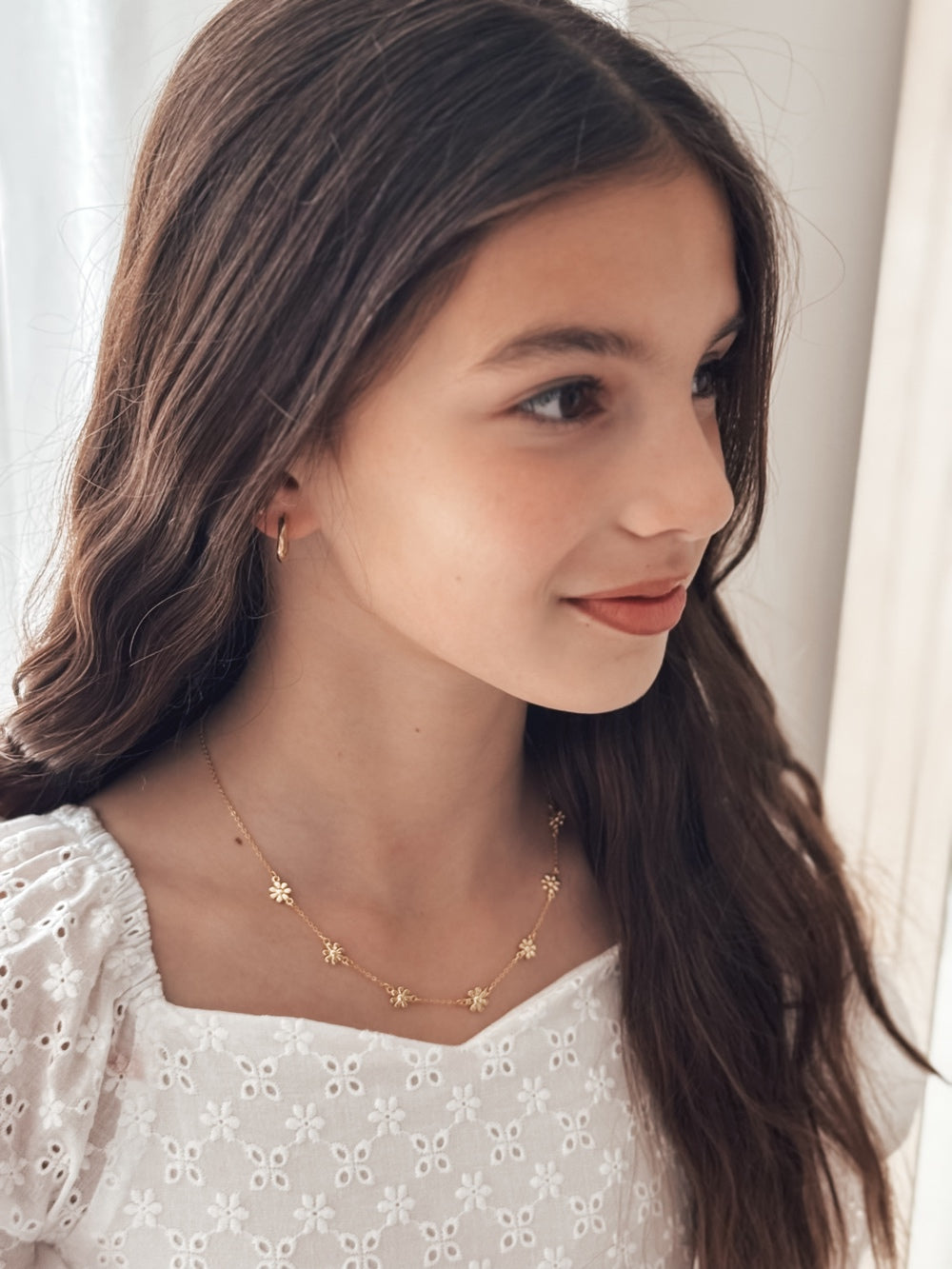 Gold floral necklace for girls Christmas or birthday gift