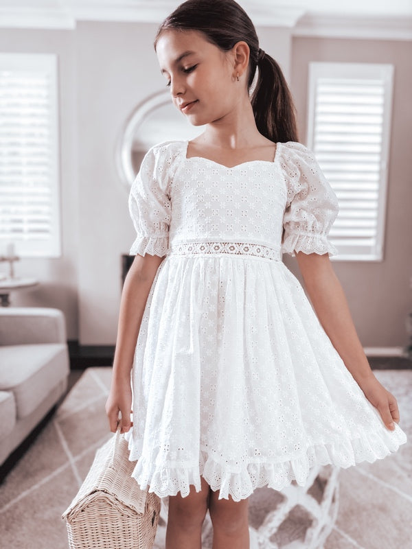 Grace Girls White Broderie Dress - A Little Lacey