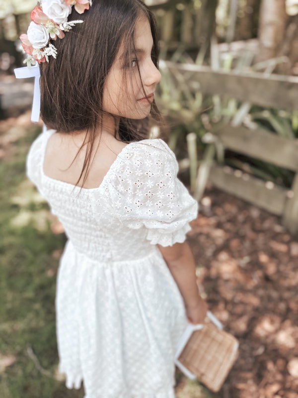 Grace Girls White Broderie Dress - A Little Lacey