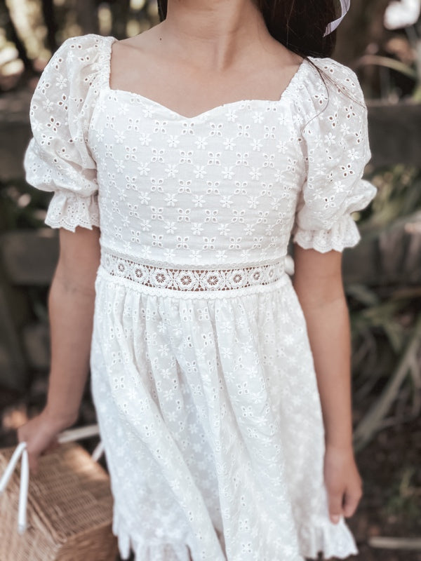 Grace Girls White Broderie Dress - A Little Lacey