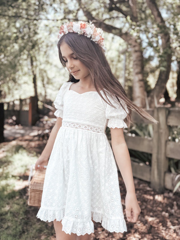 Grace Girls White Broderie Dress - A Little Lacey