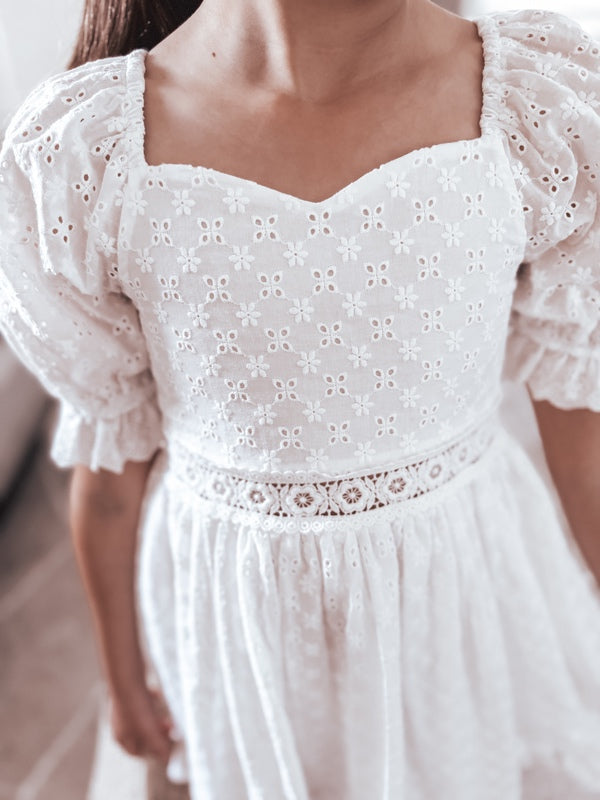 Grace Girls White Broderie Dress - A Little Lacey