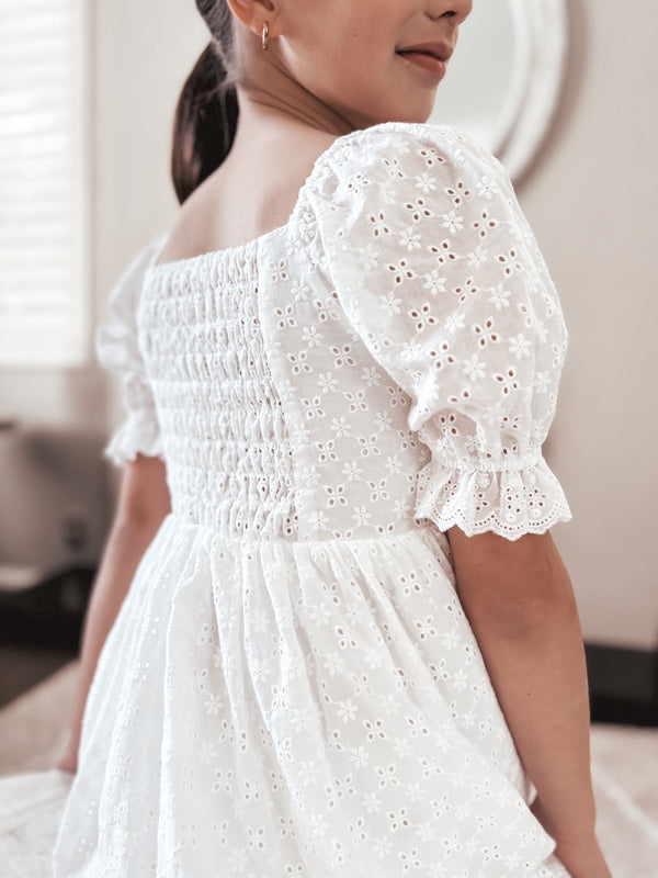 Grace Girls White Broderie Dress - A Little Lacey