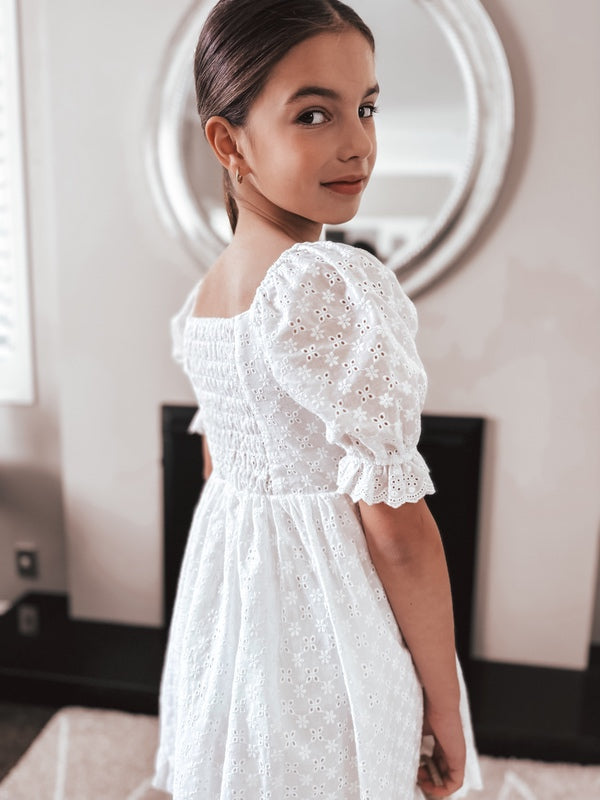 Grace Girls White Broderie Dress - A Little Lacey