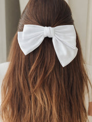 Grace White Girls Hair Bow - A Little Lacey