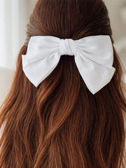 Grace White Girls Hair Bow - A Little Lacey