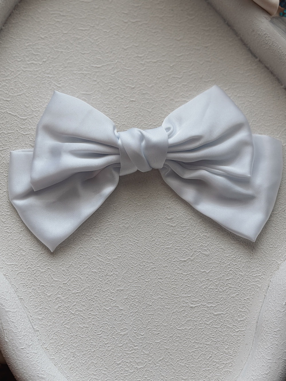 Oversized white satin bow for girls